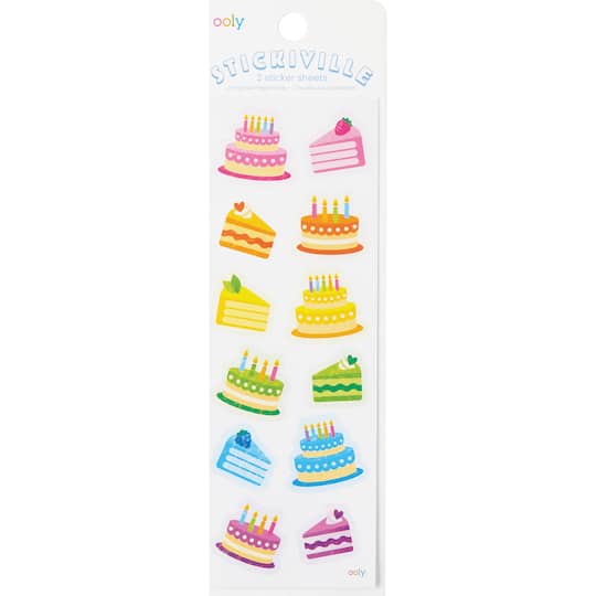 OOLY Stickiville Birthday Cakes Holographic Glitter Stickers